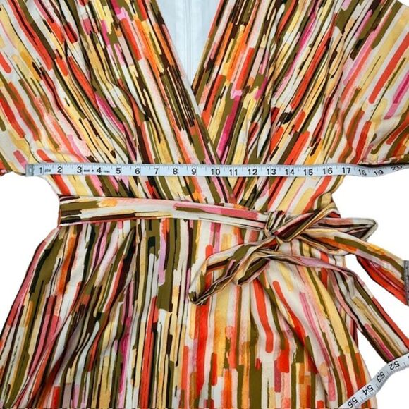 Slate & Willow Women's Striped Elliott Romper Orange Black Green Gold Size Med - Picture 5 of 12